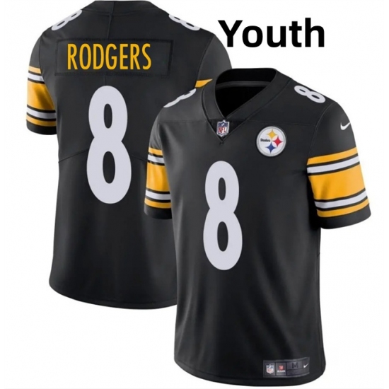 Youth Pittsburgh Steelers #8 Aaron Rodgers Black 2025 Vapor Limited Stitched Football Jersey - Ujersey