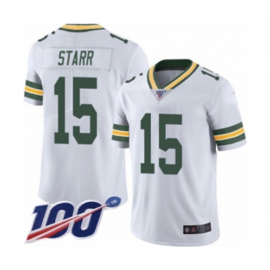 Men's Green Bay Packers #15 Bart Starr White Vapor Untouchable Limited Player 100th Season Football Jersey - Ujersey