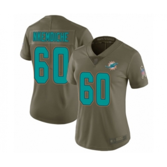 Women's Miami Dolphins #60 Robert Nkemdiche Limited Olive 2017 Salute to Service Football Jersey