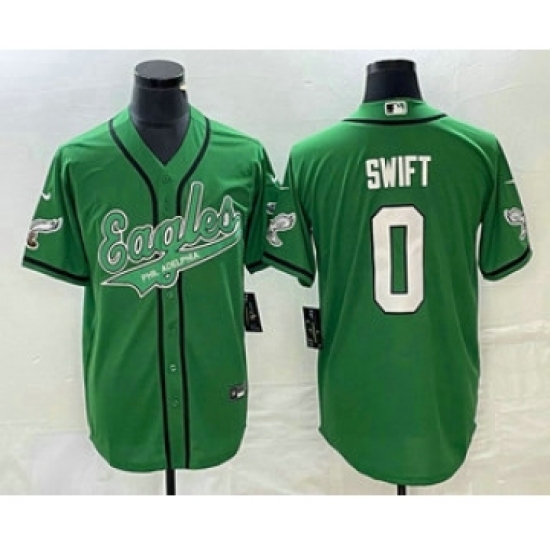 Men's Nike Philadelphia Eagles #0 DAndre Swift Green Cool Base Stitched Baseball Jersey