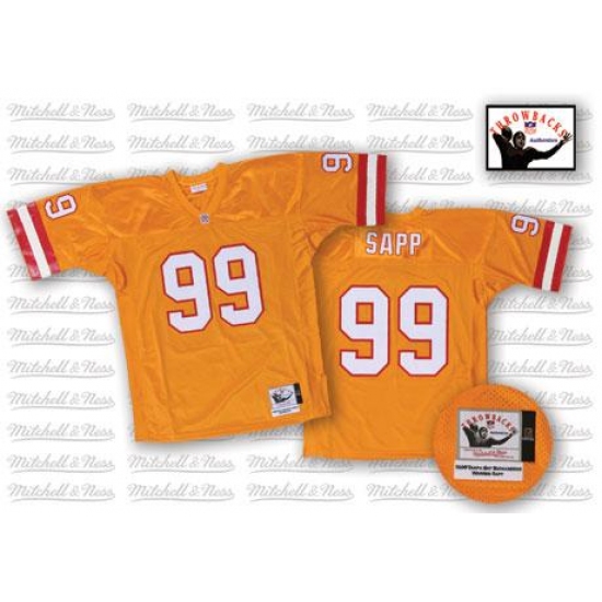 Mitchell and Ness Tampa Bay Buccaneers #99 Warren Sapp Authentic 1996 Orange Glaze Throwback NFL Jersey - Ujersey