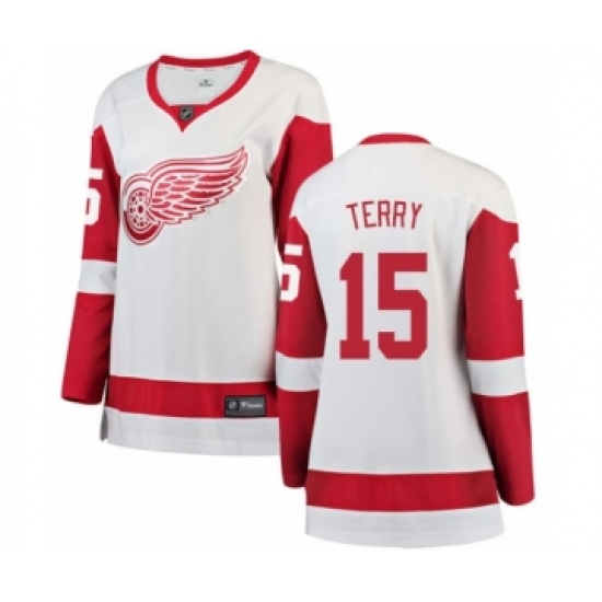 Women's Detroit Red Wings #15 Chris Terry Authentic White Away Fanatics Branded Breakaway NHL Jersey