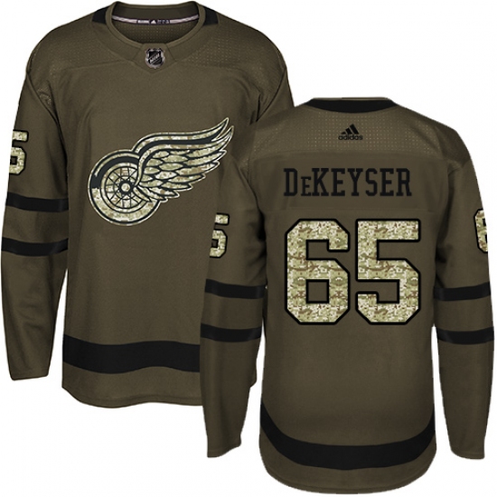 Youth Adidas Detroit Red Wings #65 Danny DeKeyser Premier Green Salute to Service NHL Jersey - Ujersey