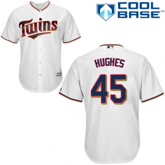 Youth Majestic Minnesota Twins #45 Phil Hughes Authentic White Home Cool Base MLB Jersey - Ujersey