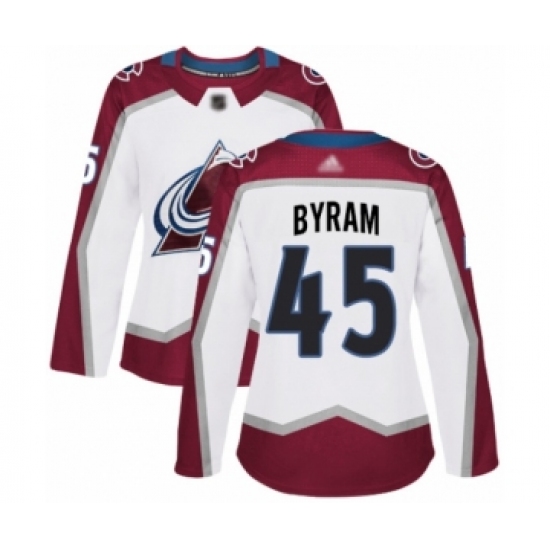 Women's Colorado Avalanche #45 Bowen Byram Authentic White Away Hockey Jersey - Ujersey