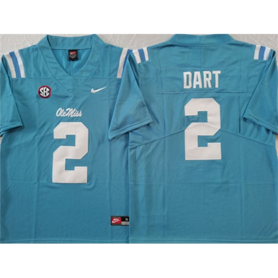 Men's Ole Miss Rebels #2 Jaxson Dart Blue Stitched jersey