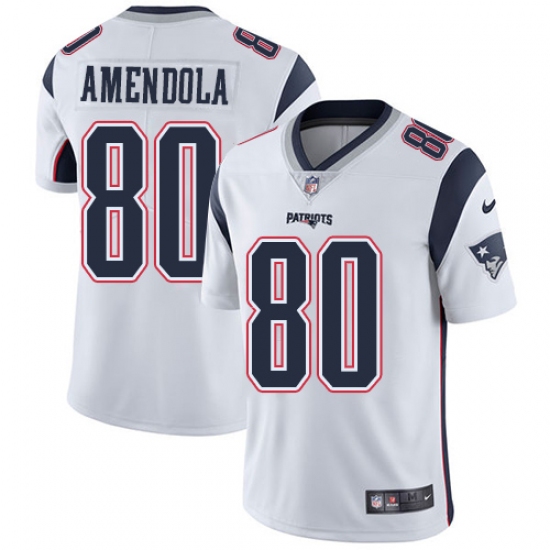 Men's Nike New England Patriots #80 Danny Amendola White Vapor Untouchable Limited Player NFL Jersey - Ujersey