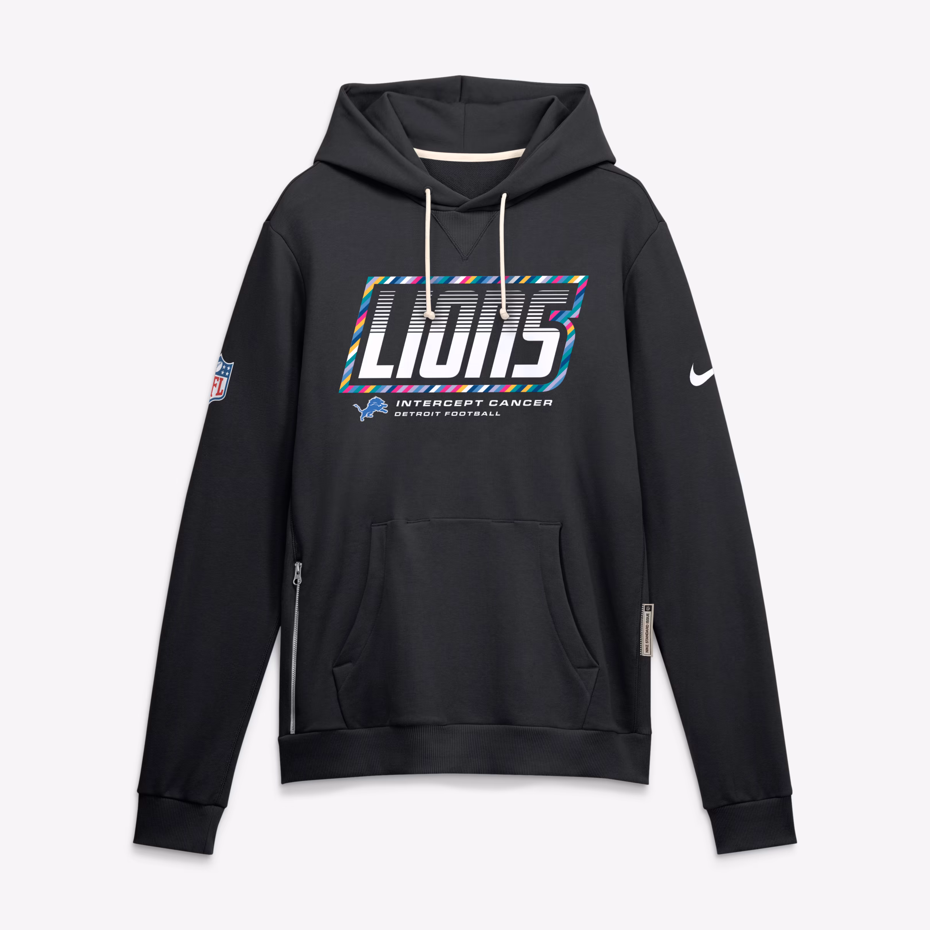 Men's Detroit Lions Nike Black 2026 NFL Crucial Catch Big & Tall Sideline Standard Issue Dri-FIT Pullover Hoodie - Ujersey