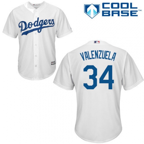 Men's Majestic Los Angeles Dodgers #34 Fernando Valenzuela Replica White Home Cool Base MLB Jersey - Ujersey