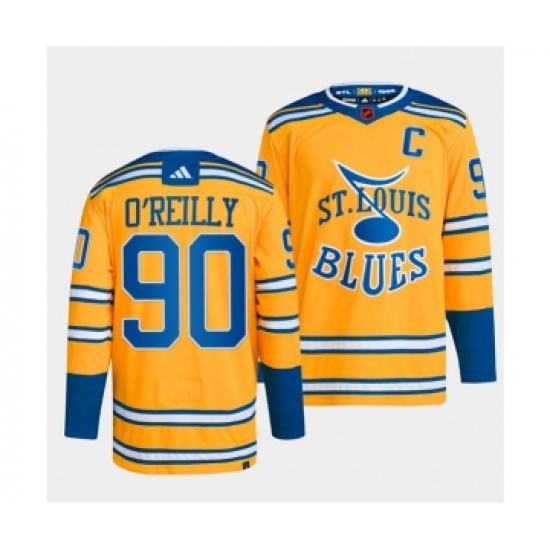 Men's St. Louis Blues #90 Ryan O'Reilly Yellow 2022-23 Reverse Retro Stitched Jersey - Ujersey