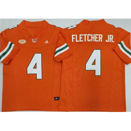 Men's Miami Hurricanes #4 Mark Fletcher Jr. Orange F.U.S.E. 2026 Stitched Football Jersey