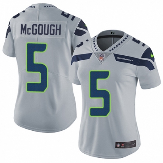 Women's Nike Seattle Seahawks #5 Alex McGough Grey Alternate Vapor Untouchable Elite Player NFL Jersey - Ujersey