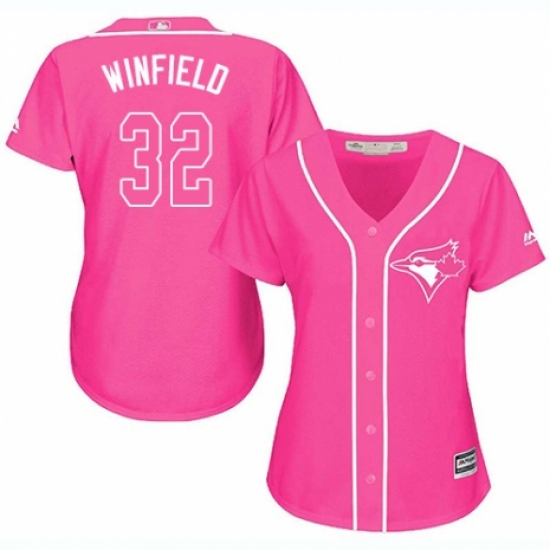Women's Majestic Toronto Blue Jays #32 Dave Winfield Replica Pink Fashion Cool Base MLB Jersey - Ujersey