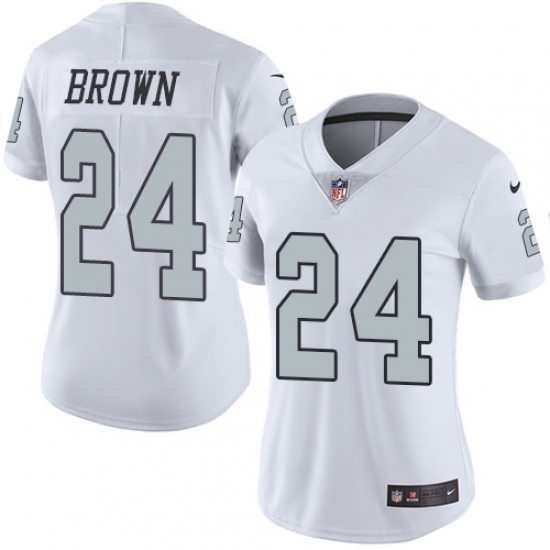 Women's Nike Oakland Raiders #24 Willie Brown Elite White Rush Vapor Untouchable NFL Jersey