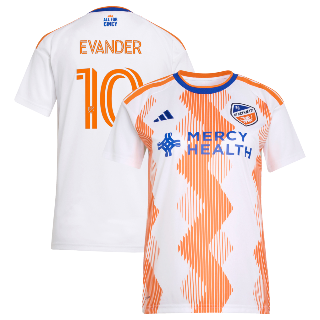 Women's FC Cincinnati Evander da Silva Ferreira adidas White 2026 The Seven Hills Kit Replica Jersey - Ujersey