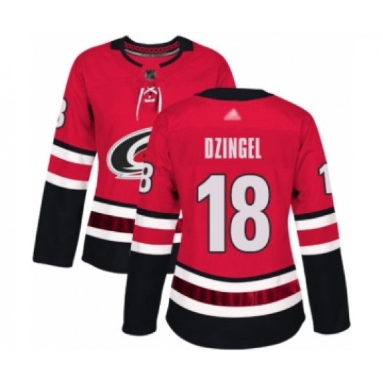 Women's Carolina Hurricanes #18 Ryan Dzingel Authentic Red Home Hockey Jersey - Ujersey