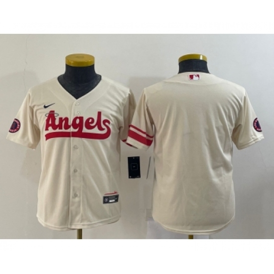 Youth Los Angeles Angels Blank Cream 2022 City Connect Cool Base Stitched Jersey - Ujersey