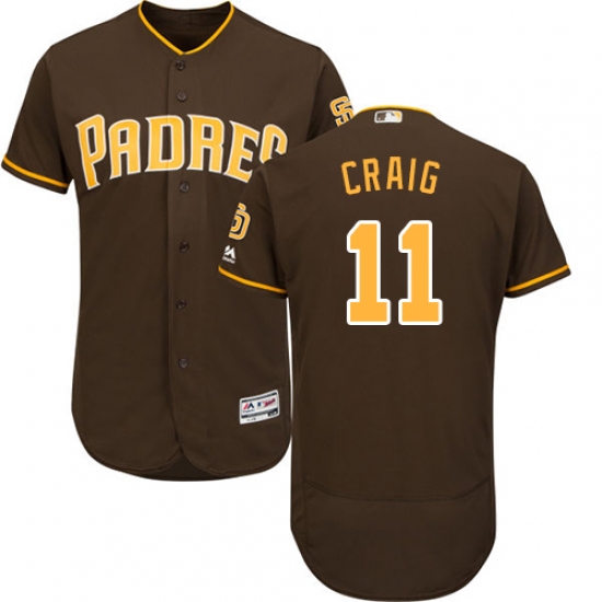 Men's Majestic San Diego Padres #11 Allen Craig Brown Alternate Flex Base Authentic Collection MLB Jersey - Ujersey