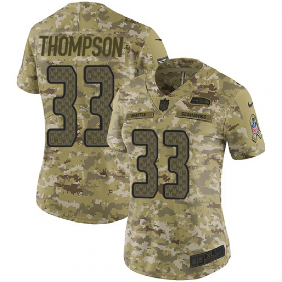 Women's Nike Seattle Seahawks #33 Tedric Thompson Limited Camo 2018 Salute to Service NFL Jersey - Ujersey