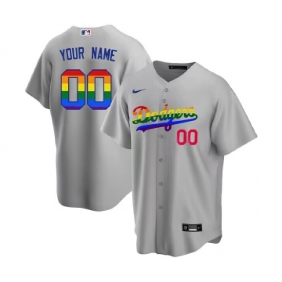 Men's Los Angeles Dodgers Customized Gray Cool Base Stitched Baseball Jersey - Ujersey