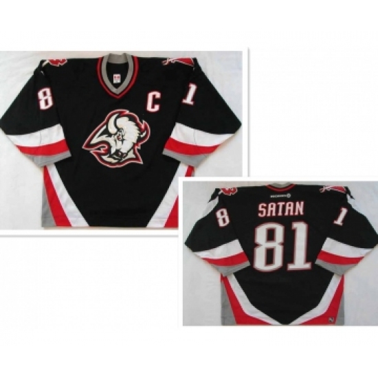 Men's Buffalo Sabres #81 Miroslav Satan road black NHL Jersey - Ujersey