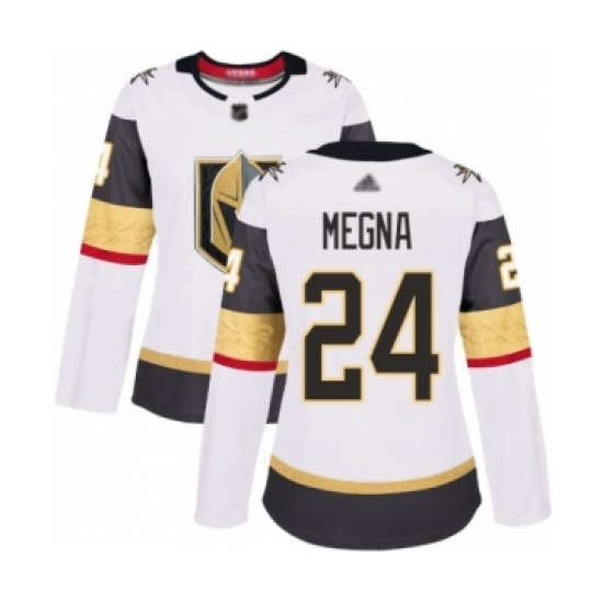 Women's Vegas Golden Knights #24 Jaycob Megna Authentic White Away Hockey Jersey - Ujersey