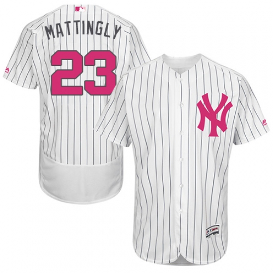 Men's Majestic New York Yankees #23 Don Mattingly Authentic White 2016 Mother's Day Fashion Flex Base MLB Jersey - Ujersey