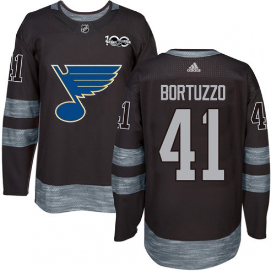 Men's Adidas St. Louis Blues #41 Robert Bortuzzo Authentic Black 1917-2017 100th Anniversary NHL Jersey