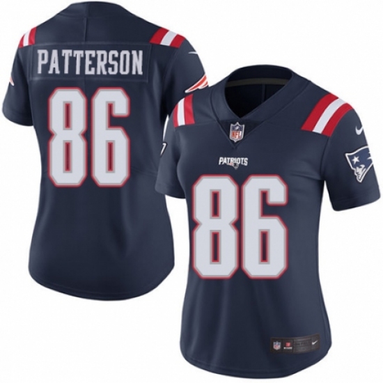 Women's Nike New England Patriots #86 Cordarrelle Patterson Limited Navy Blue Rush Vapor Untouchable NFL Jersey - Ujersey
