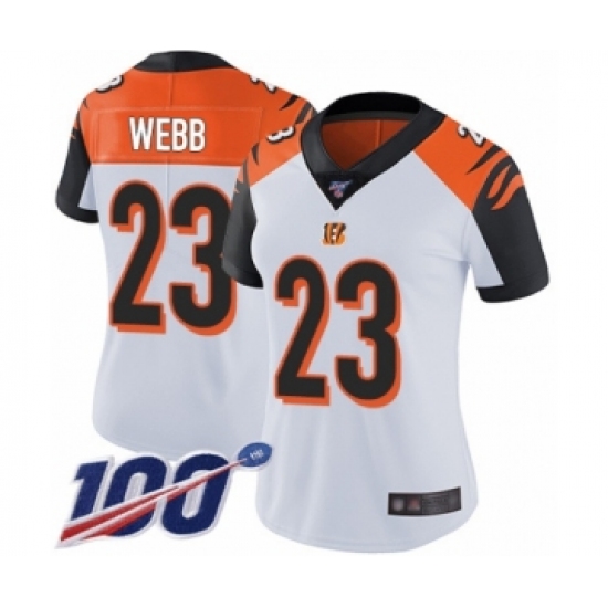 Women's Cincinnati Bengals #23 B.W. Webb White Vapor Untouchable Limited Player 100th Season Football Jersey - Ujersey