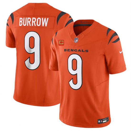 Men's Cincinnati Bengals #9 Joe Burrow Orange 2024 F.U.S.E With 4-star C Vapor Untouchable Limited Football Stitched Jersey - Ujersey