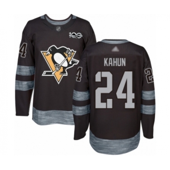 Men's Pittsburgh Penguins #24 Dominik Kahun Authentic Black 1917-2017 100th Anniversary Hockey Jersey - Ujersey