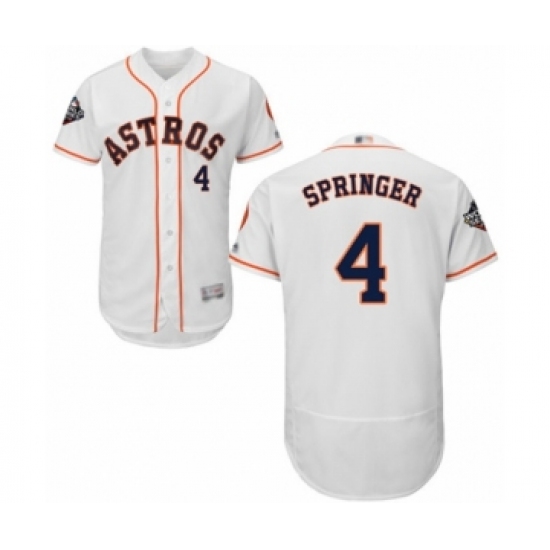 Men's Houston Astros #4 George Springer White Home Flex Base Authentic Collection 2019 World Series Bound Baseball Jersey - Ujersey