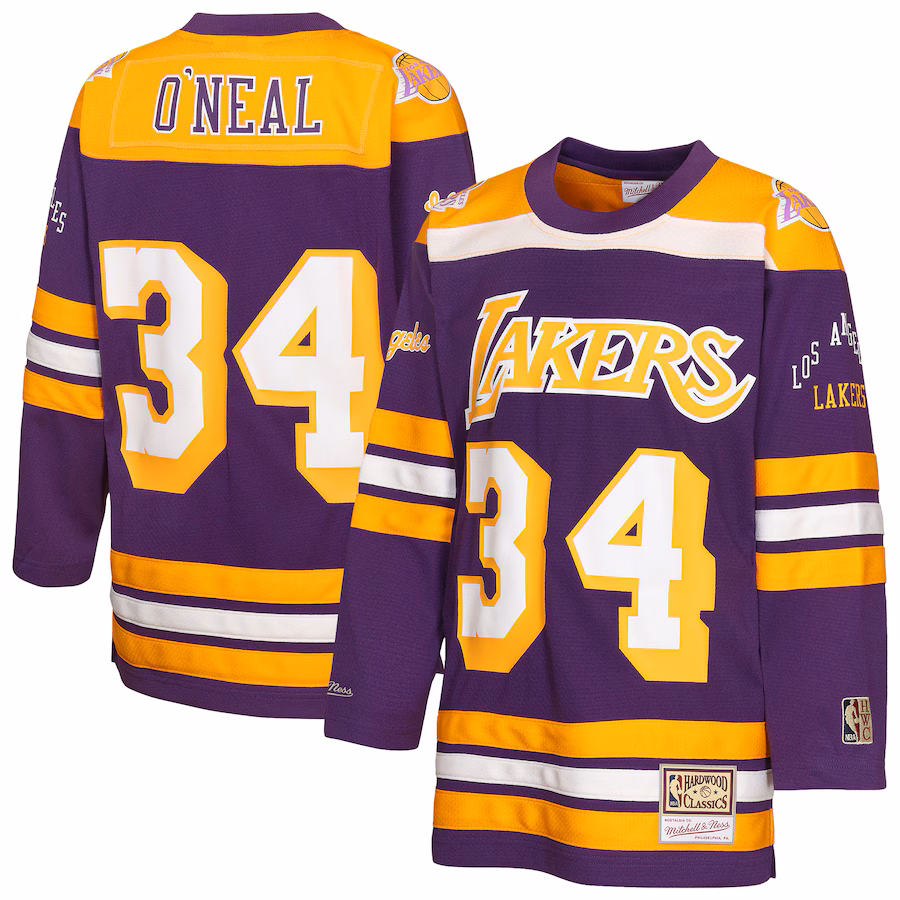 Youth Los Angeles Lakers Shaquille O'Neal Mitchell & Ness Purple Maxxed Out 2.0 Fashion Hockey Jersey - Ujersey