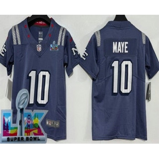 Youth New England Patriots #10 Drake Maye Limited Gray Rivalries Super Bowl LX Vapor Jersey - ujerseystore
