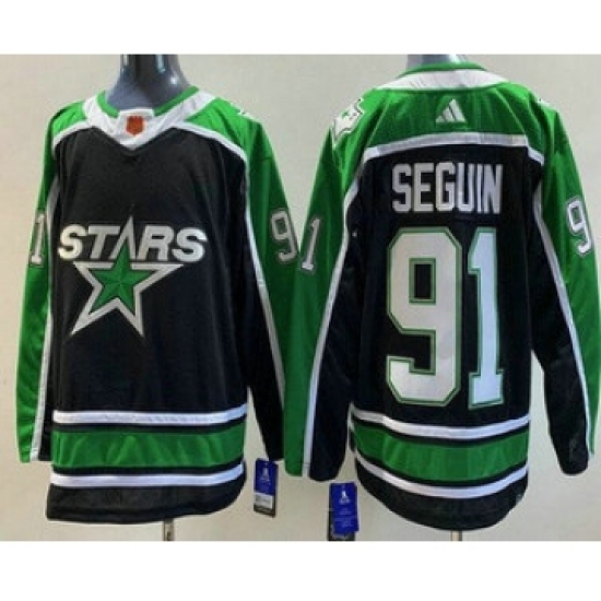 Men's Dallas Stars #91 Tyler Seguin Black 2022 Reverse Retro Authentic Jersey - Ujersey