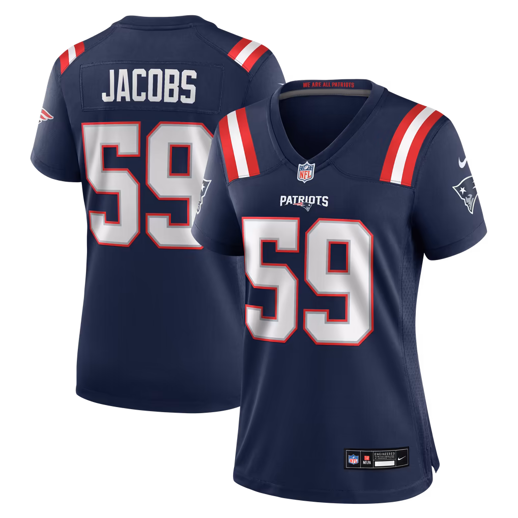 Women's New England Patriots Khalil Jacobs Nike Navy Team Game Jersey - Ujersey