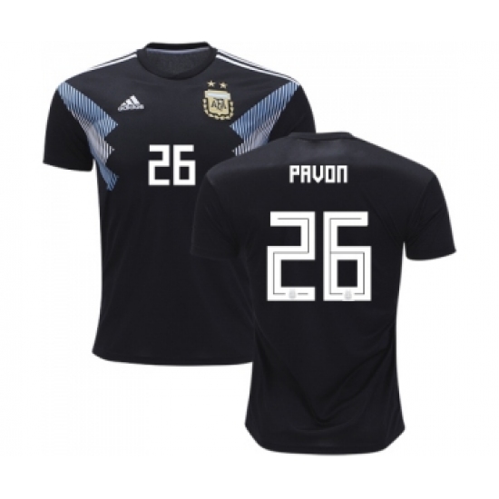 Argentina #26 Pavon Away Kid Soccer Country Jersey