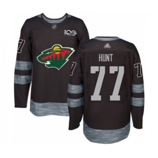 Men's Minnesota Wild #77 Brad Hunt Authentic Black 1917-2017 100th Anniversary Hockey Jersey - Ujersey