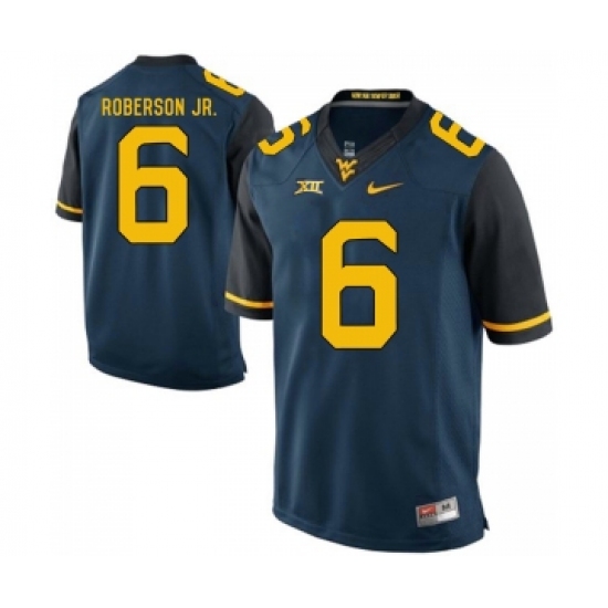 West Virginia Mountaineers 6 Reggie Roberson Jr. Navy College Football Jersey - Ujersey