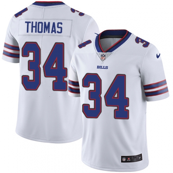 Men's Nike Buffalo Bills #34 Thurman Thomas White Vapor Untouchable Limited Player NFL Jersey - Ujersey