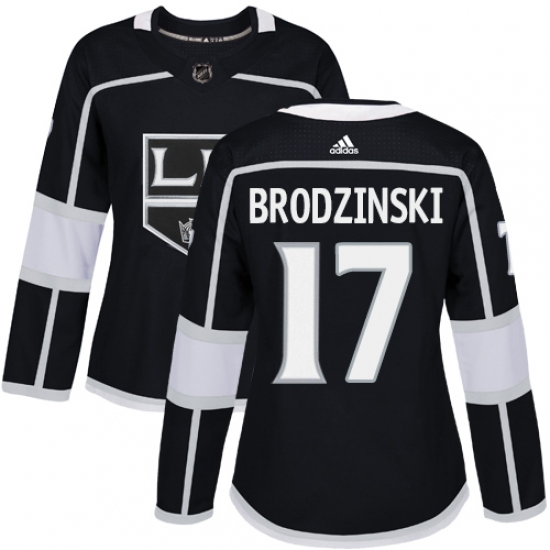Women's Adidas Los Angeles Kings #17 Jonny Brodzinski Authentic Black Home NHL Jersey - Ujersey