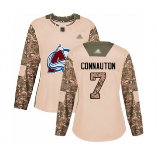 Women's Colorado Avalanche #7 Kevin Connauton Authentic Camo Veterans Day Practice Hockey Jersey - Ujersey