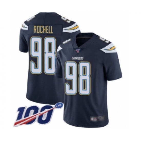 Men's Los Angeles Chargers #98 Isaac Rochell Navy Blue Team Color Vapor Untouchable Limited Player 100th Season Football Jersey - Ujersey