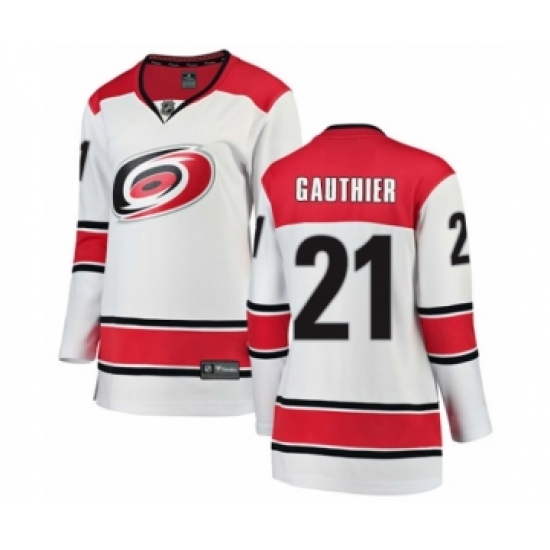 Women's Carolina Hurricanes #21 Julien Gauthier Authentic White Away Fanatics Branded Breakaway NHL Jersey - Ujersey