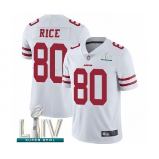 Men's San Francisco 49ers #80 Jerry Rice White Vapor Untouchable Limited Player Super Bowl LIV Bound Football Jersey - Ujersey