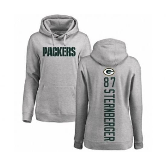Football Women's Green Bay Packers #87 Jace Sternberger Ash Backer Hoodie - Ujersey
