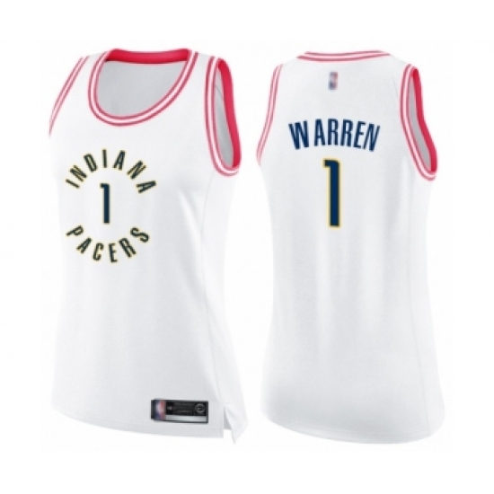 Women's Indiana Pacers #1 T.J. Warren Swingman White Pink Fashion Basketball Jersey - Ujersey