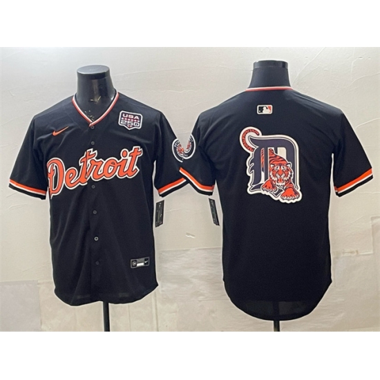 Men's Detroit Tigers Team Big Logo Navy 2026 Alternate USA 250 Vapor Premier Limited Stitched Baseball Jersey - Ujersey