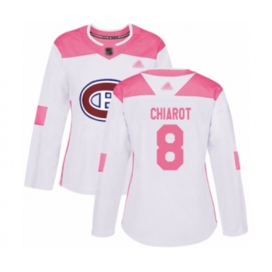 Women's Montreal Canadiens #8 Ben Chiarot Authentic White Pink Fashion Hockey Jersey - Ujersey